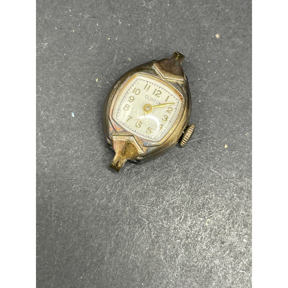 Vintage Clinton Ladies Women's Swiss 17 Jewels Watch Gold Tone 18.3mm No Band